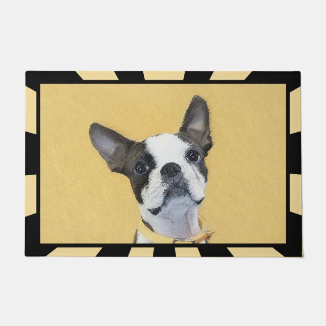 Felpudo Pintura de Boston Terrier - Arte de Perro Original (Anverso)