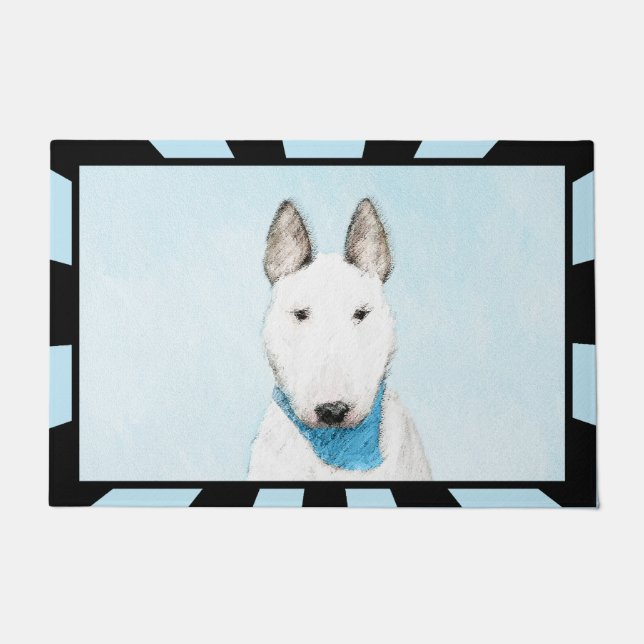 Felpudo Pintura de Bull Terrier - Arte de Perro Original. (Anverso)