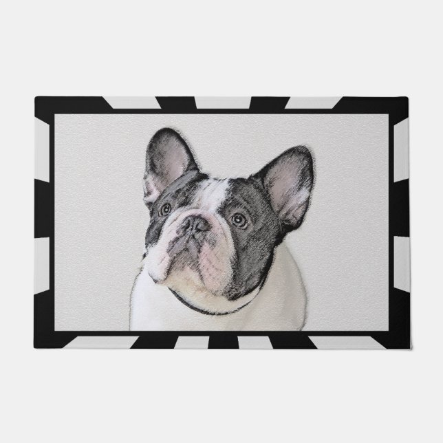Felpudo Pintura de Bulldog francés (Brindle Pied) - Arte d (Anverso)