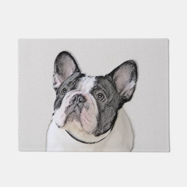 Felpudo Pintura de Bulldog francés (Brindle Pied) - Arte d (Anverso)
