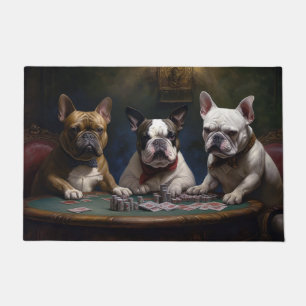 Felpudo Pintura de Bulldogs Franceses Jugando Póquer