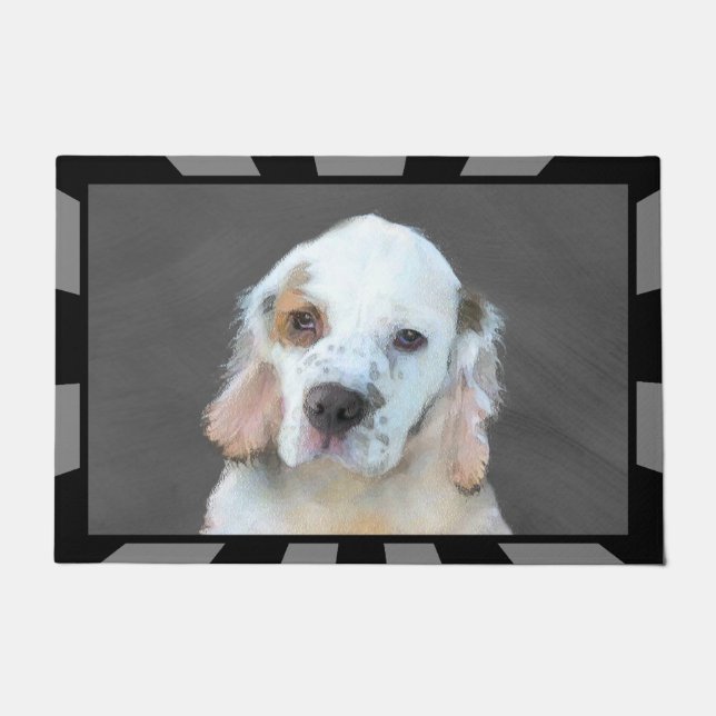 Felpudo Pintura de Clumber Spaniel - Arte de Perro Origina (Anverso)