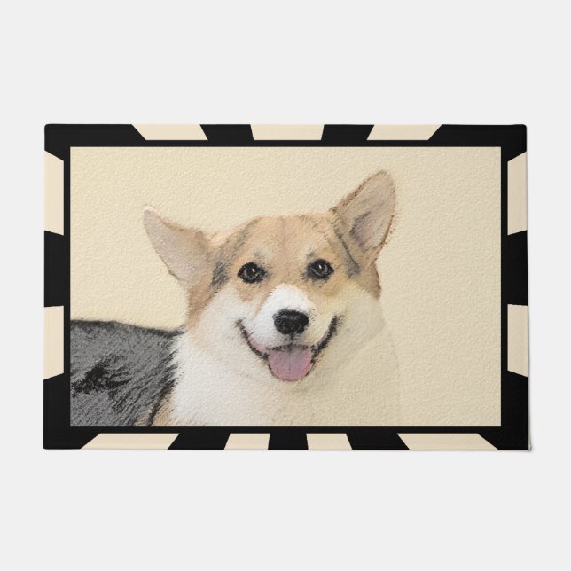 Felpudo Pintura de Corgi galés de Pembroke - Arte Perro Or (Anverso)