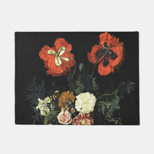 Felpudo Pintura de época con vida con flores