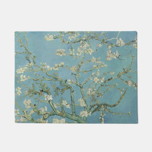 Felpudo Pintura de flores de almendra de Van Gogh (Anverso)