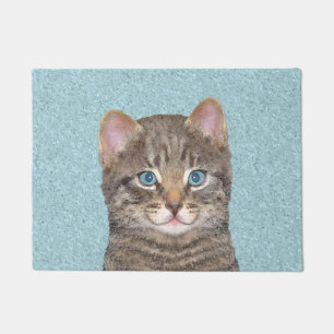 Felpudo Pintura de gatos en la mesa gris - Arte de gatos o