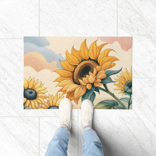 Felpudo Pintura de girasol de verano amarillo