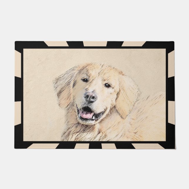 Felpudo Pintura de Golden Retriever - Cute original Dog Ar (Anverso)