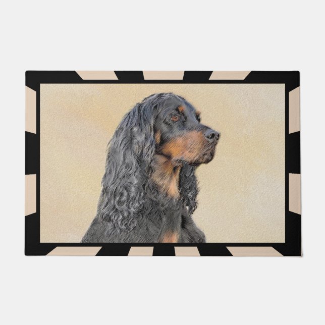 Felpudo Pintura de Gordon Setter - Arte de Perro Original. (Anverso)