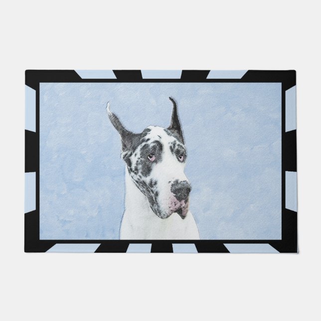 Felpudo Pintura de Great Dane (Harlequin) - Arte original  (Anverso)