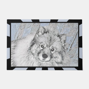 Felpudo Pintura de Keeshond Beth - Arte de Perro Original.