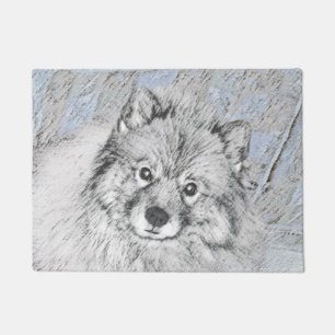 Felpudo Pintura de Keeshond Beth - Arte de Perro Original.