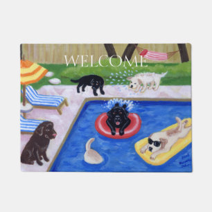 Felpudo Pintura de la diversión de Labradors de la fiesta