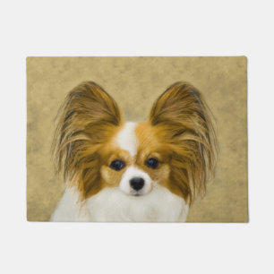 Felpudo Pintura de Papillon (Hound Tri) - Arte original de