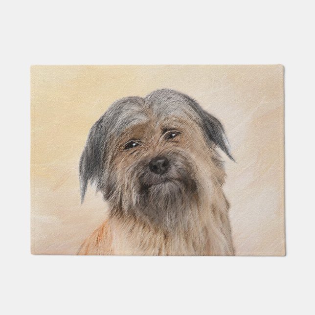 Felpudo Pintura de pastor pirenaico - Arte de perro origin (Anverso)