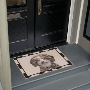 Felpudo Pintura de Perro de Agua Español - Arte Perro Orig