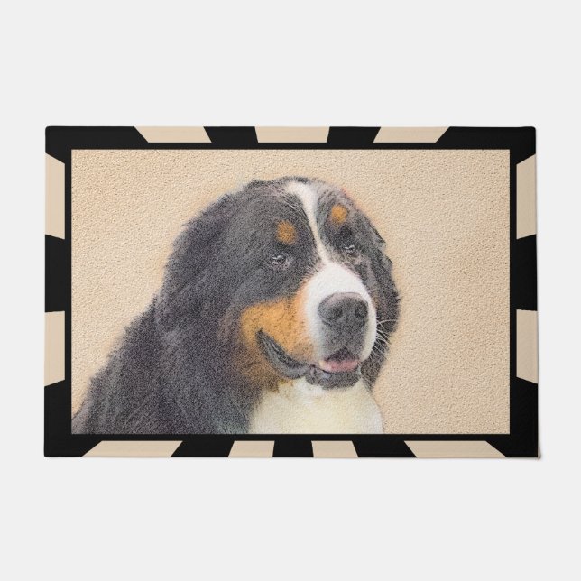 Felpudo Pintura de perro de montaña de Bernese - Arte de p (Anverso)