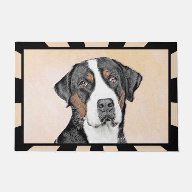 Felpudo Pintura de Perro de Montaña Grande Suiza - Arte or (Anverso)