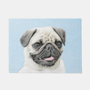 Felpudo Pintura de pug - Arte de perro original lindo