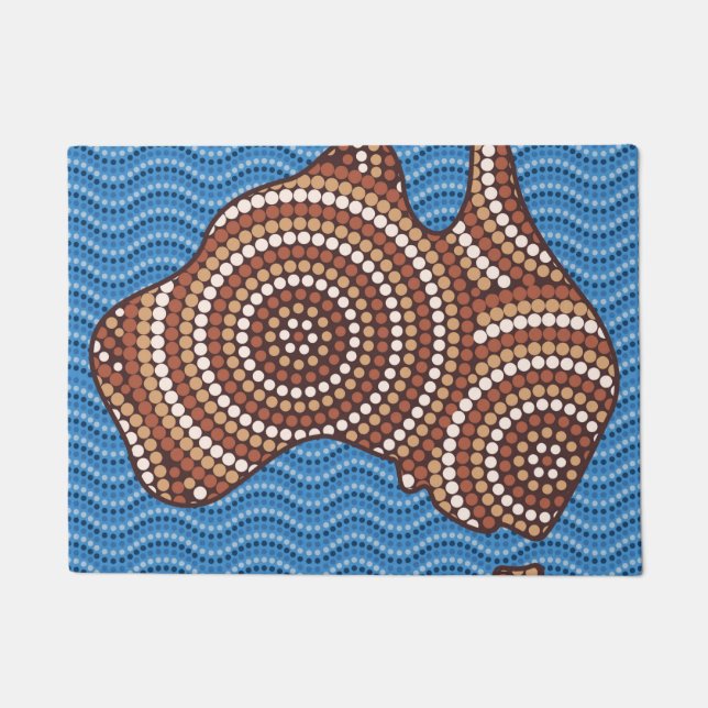Felpudo Pintura de puntos de Australia aborigen (Anverso)