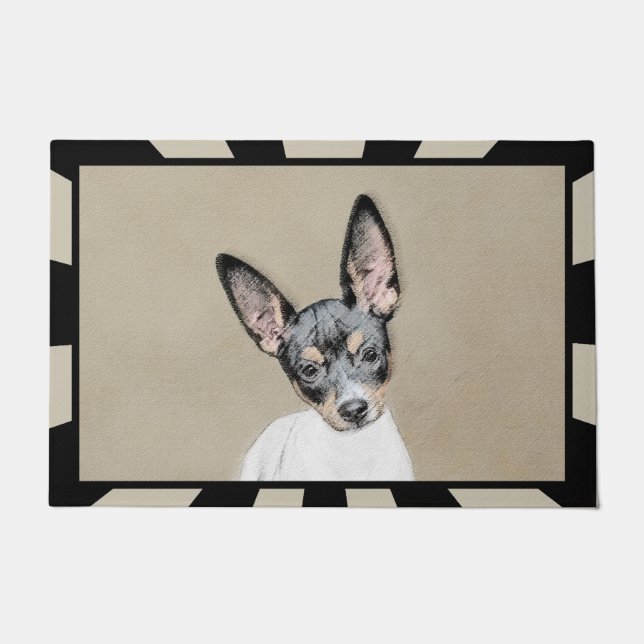 Felpudo Pintura de Rat Terrier - Arte Perro Original. (Anverso)
