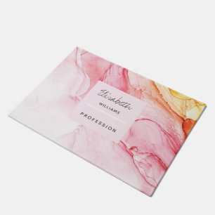 Felpudo Pintura de tinta rosa abstracta personalizada