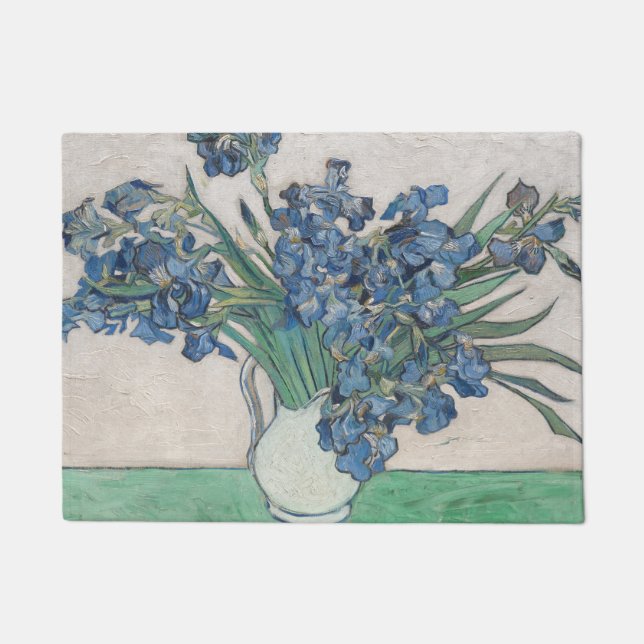 Felpudo Pintura de Van Gogh Jarrón de Iris Impresionismo (Anverso)