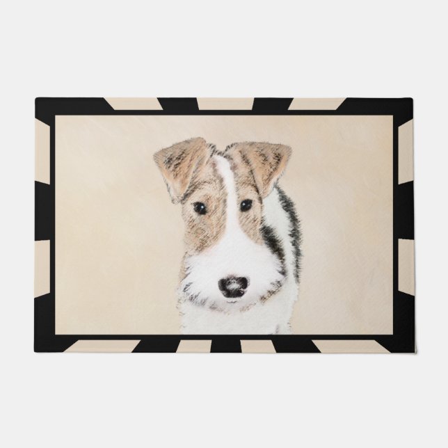 Felpudo Pintura de Wire Fox Terrier - Arte de perro origin (Anverso)