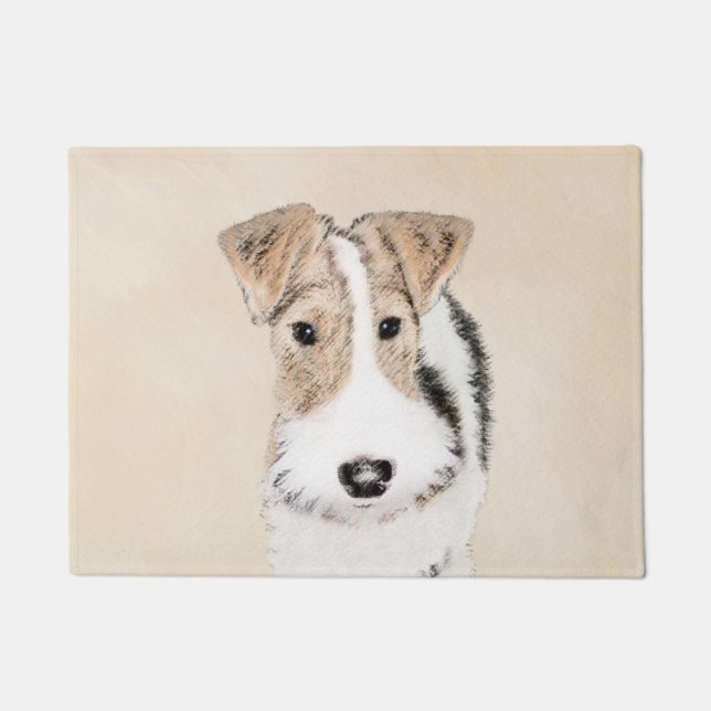Felpudo Pintura del fox terrier del alambre - arte (Anverso)