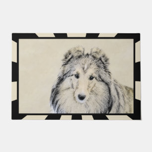 Felpudo Pintura del perro pastor de Shetland - arte