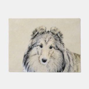 Felpudo Pintura del perro pastor de Shetland - arte