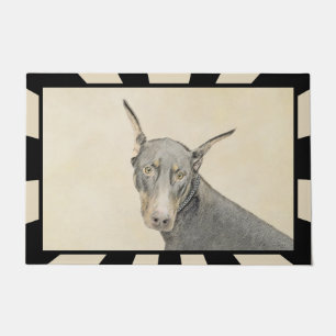 Felpudo Pintura Doberman Pinscher - Original Dog Art