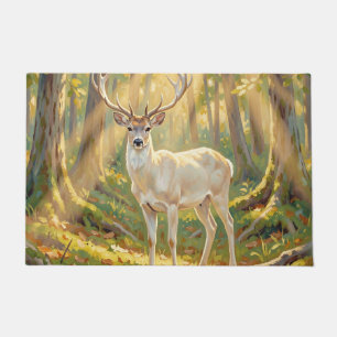 Felpudo Pintura majestuosa del ciervo del bosque dorado