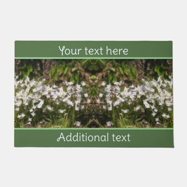 Felpudo Pintura personalizada de azulejos con flores azule (Anverso)