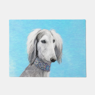 Felpudo Pintura Saluki (plateada) - Arte Perro Original.
