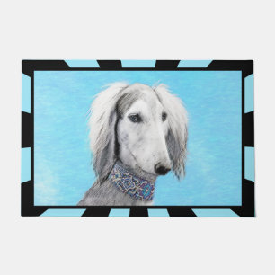 Felpudo Pintura Saluki (plateada) - Arte Perro Original.