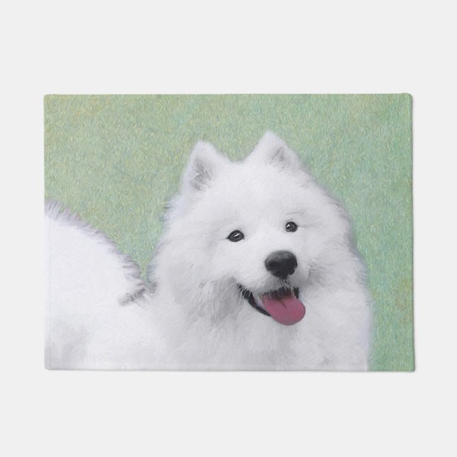 Felpudo Pintura Samoyed - Arte Perro Original Cuto (Anverso)