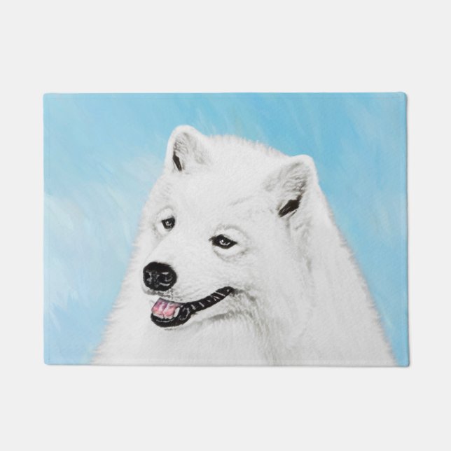 Felpudo Pintura Samoyed - Arte Perro Original Cuto (Anverso)