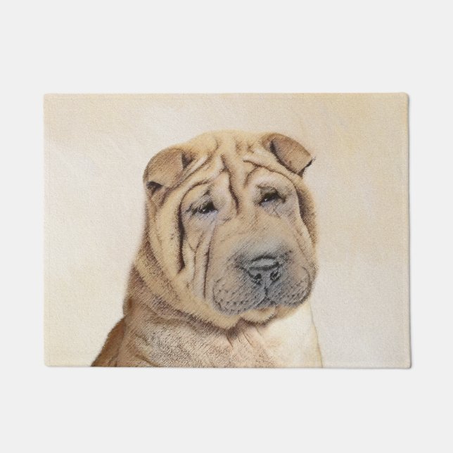 Felpudo Pintura Shar Pei - Arte Perro Original. (Anverso)