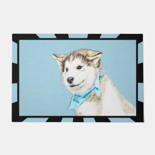 Felpudo Pintura siberiana Husky de pipa - Arte original de