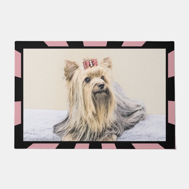 Felpudo Pintura Terrier de Yorkshire - Arte Perro Original (Anverso)
