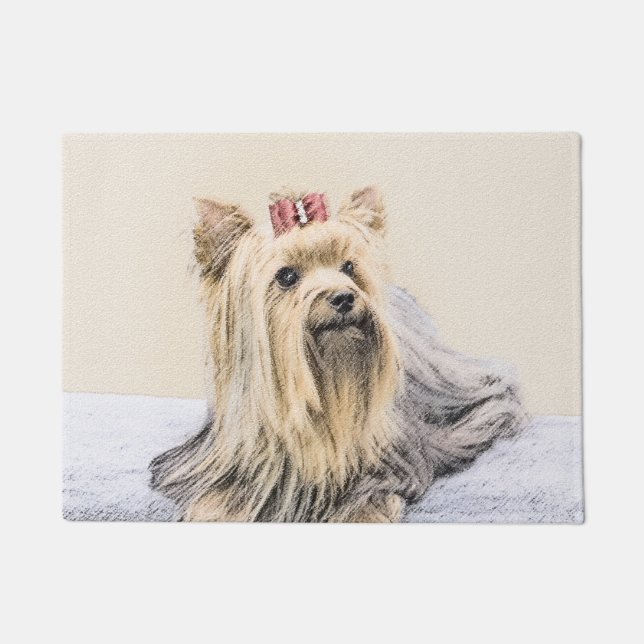 Felpudo Pintura Terrier de Yorkshire - Arte Perro Original (Anverso)