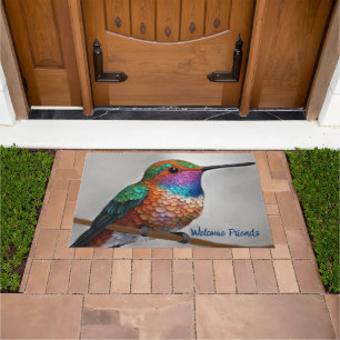 Felpudo Pintura vibrante del colibrí de Allen