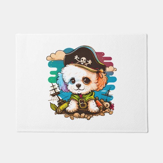 Felpudo Pirata de perro de Bichon (Anverso)