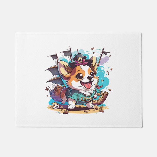 Felpudo Pirata perro Corgi (Anverso)
