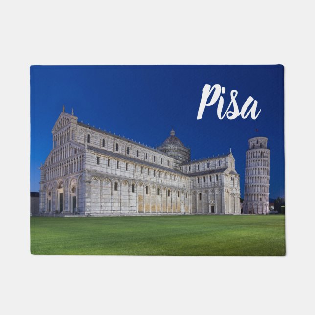 Felpudo Pisa Leaning Tower Night Panorama Italy Gift (Anverso)