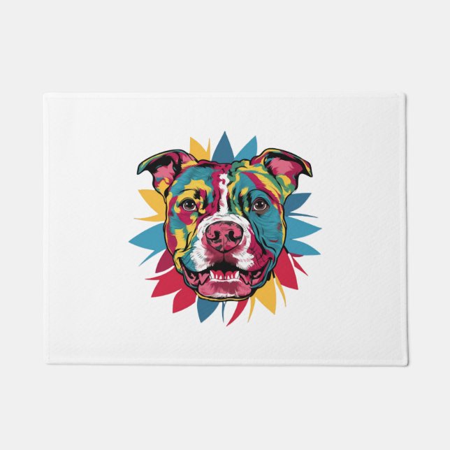 Felpudo pitbull de perro divertido y colorido (Anverso)