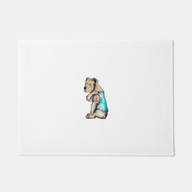 Felpudo Pitbull Dog I Love Daddy Tattoo Funny Daddy Pitbul (Anverso)