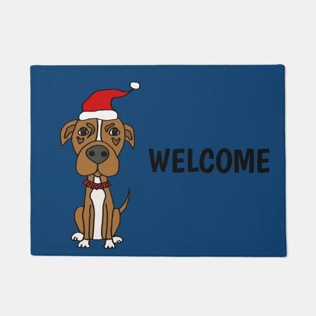 Felpudo Pitbull lindo de Brown en dibujo animado del (Anverso)