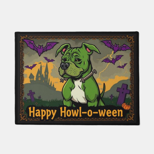 Felpudo Pitbullstein Happy Howl-o-ween (Anverso)